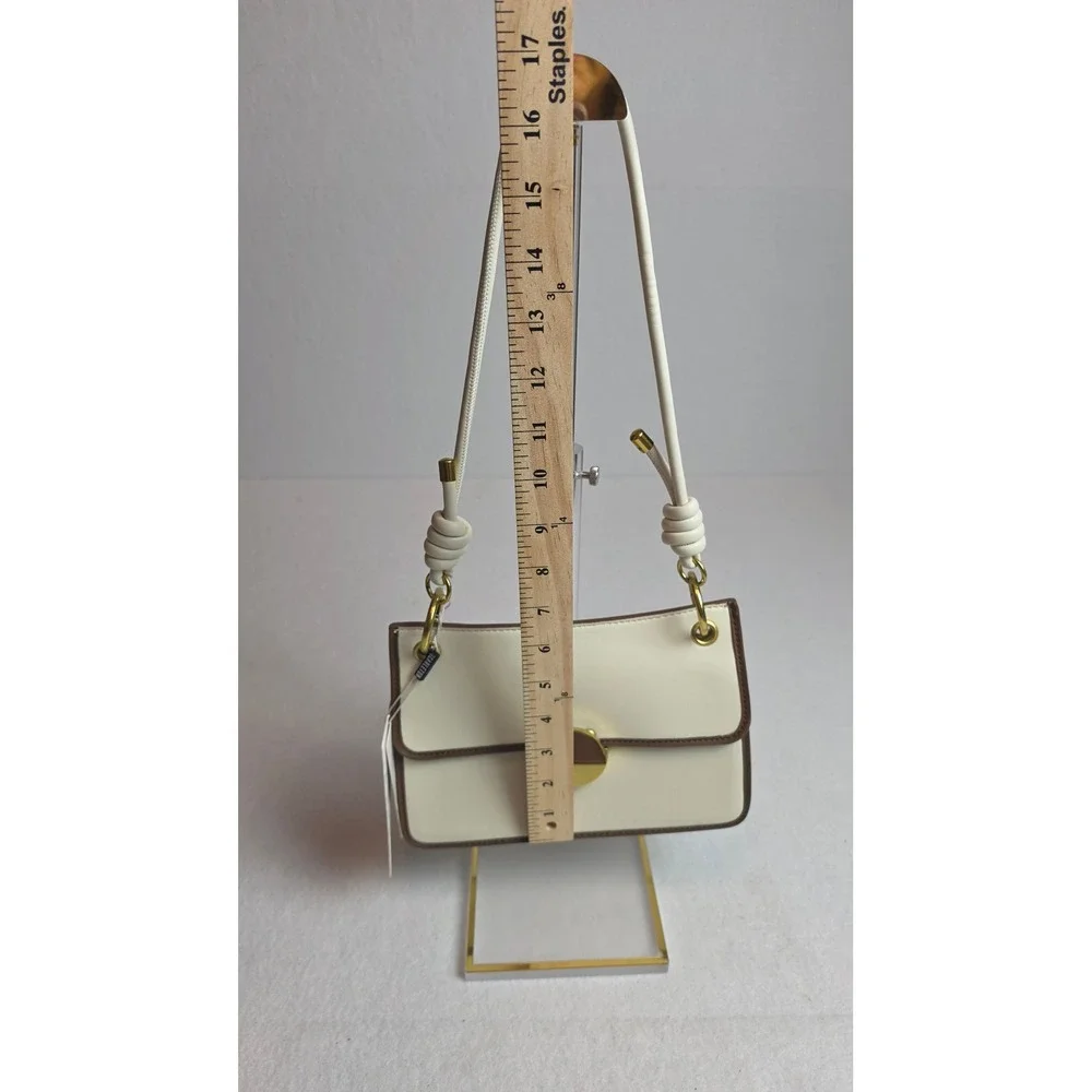 Scarleton Los Angeles Cream Vegan Leather Shoulder Bag Gold Swivel Clasp NWT